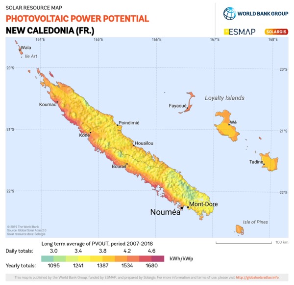 Photovoltaic Electricity Potential, New Caledonia (FR)